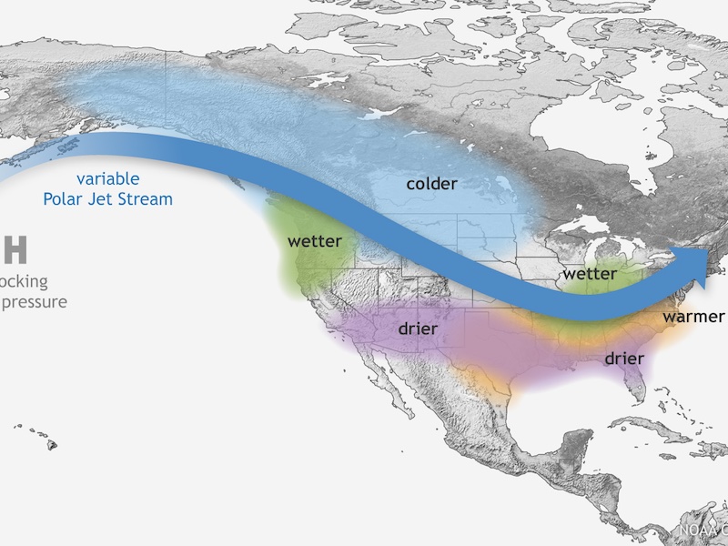 Graphic showing typical La Niña winter pattern.