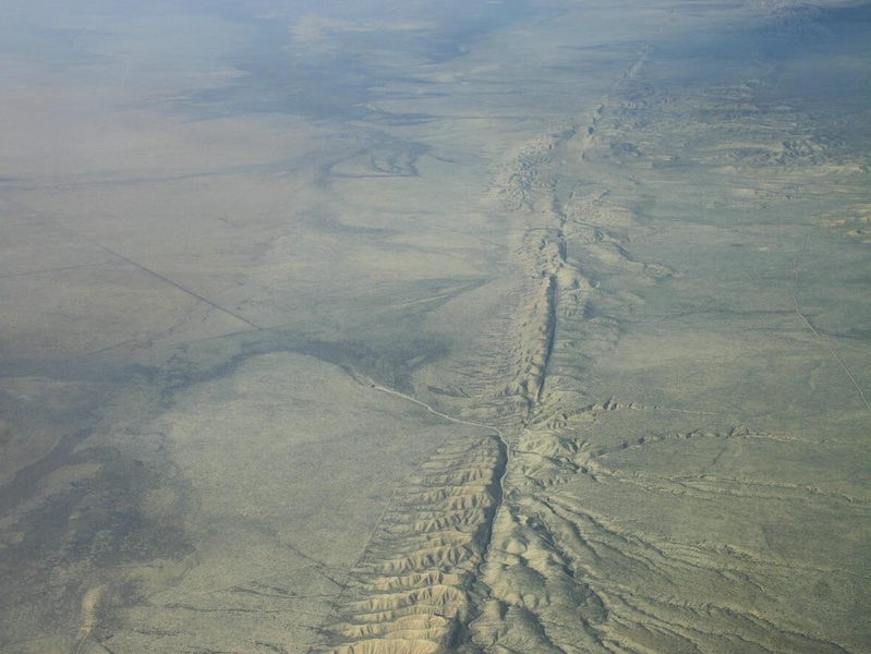 Aerial view of the San Andreas Fault in the Carrizo Plain.