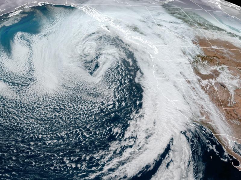 Satellite view of storm over the Pacific Ocean on Jan. 31.